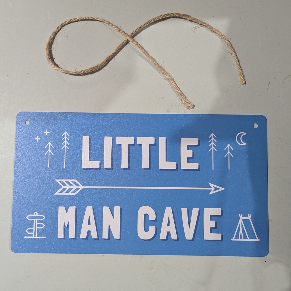 Blue 'Little Man Cave' Wall Sign